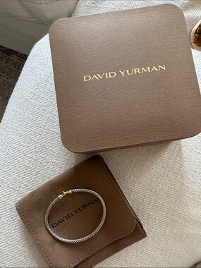David Yurman Mixed Metal Cable Bracelet in Silver and Gold Tone